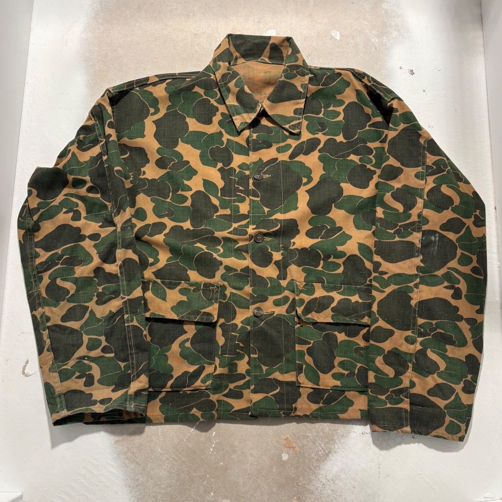 Vintage Duck Hunter Camo Chore Jacket Frog Skin Camouflage Utility Coat Mens